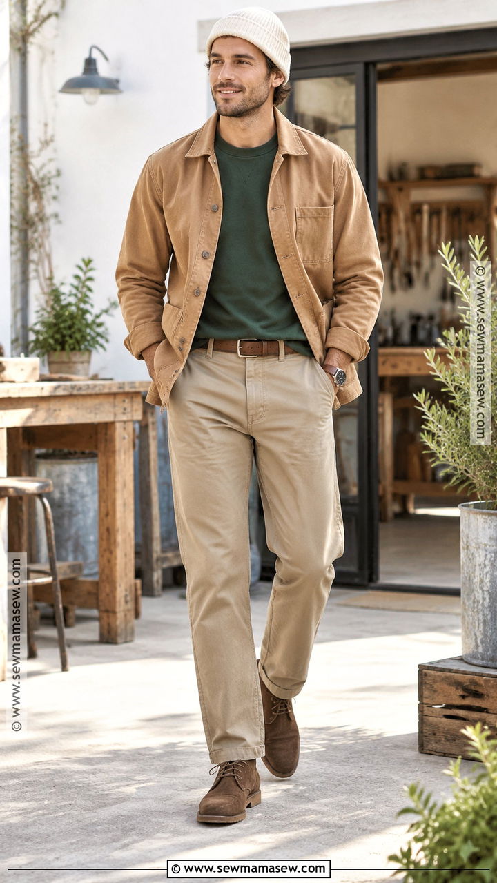 Warm Autumn Tan Chore Coat Outfit - 20 Warm Autumn Outfits for Men