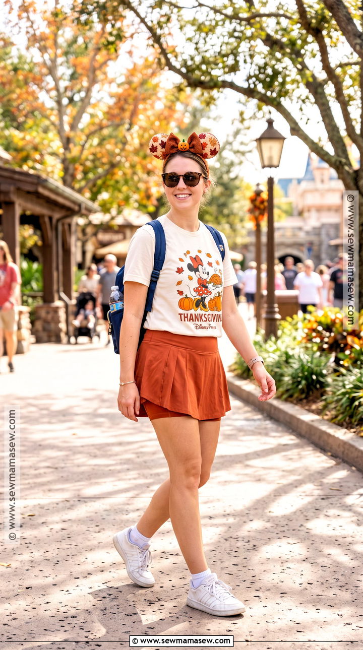 Warm Weather Disney T Shirt And Skort - 15 thanksgiving disney outfits
