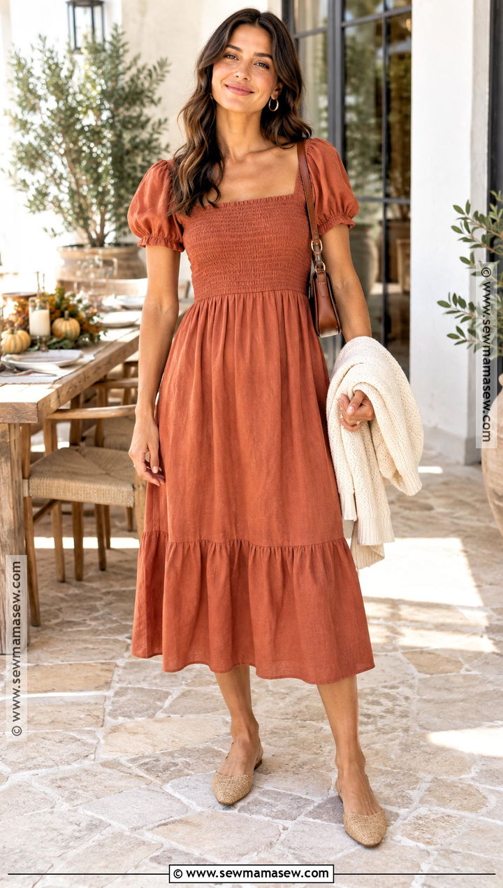 Warm Weather Linen Thanksgiving Dress Outfit - 20 Thanksgiving Outfits Women Dresses