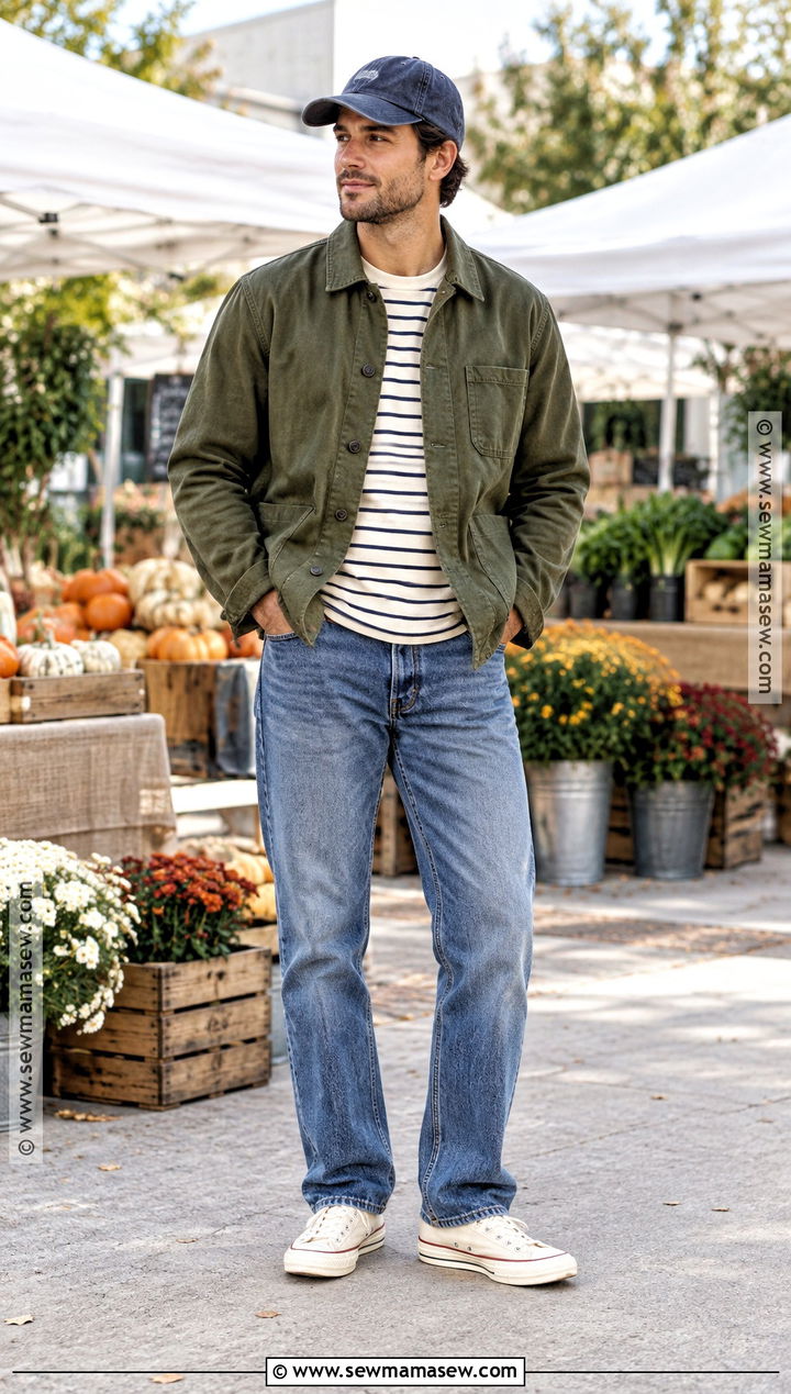 Washed Baseball Cap With Chore Jacket - 15 Fall Hats for Men