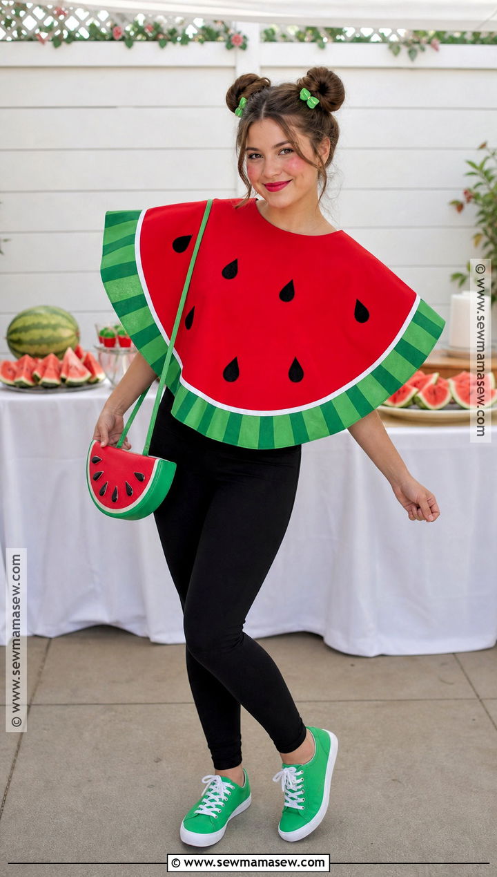 Watermelon Slice Costume With Seed Details - 30 tropical costume ideas