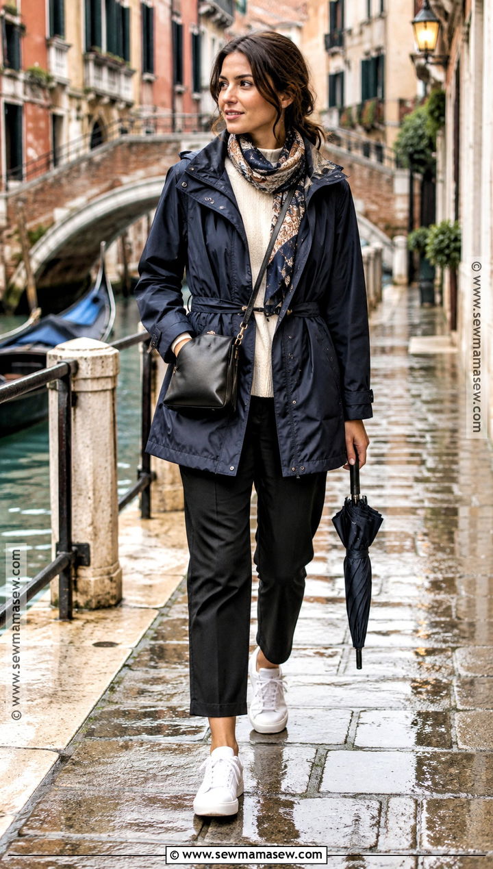Waterproof Jacket And Tailored Pants Italy Autumn Outfit - 20 italy autumn outfit ideas