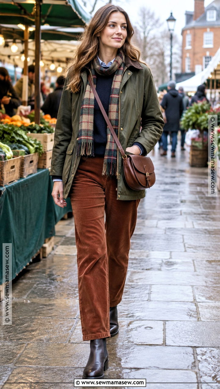 Waxed Jacket And Corduroy Trousers London Outfit - 20 London In October Outfits for Women