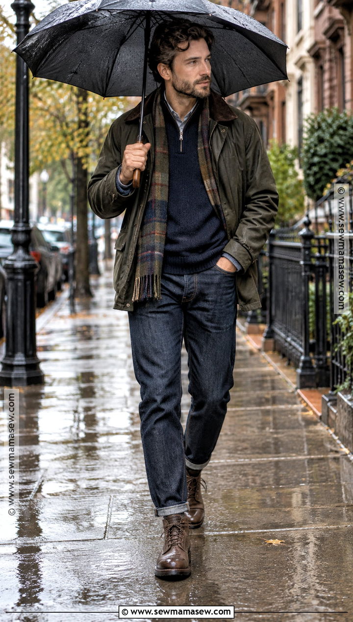 Waxed Jacket Rainy Fall Outfit - 25 fall fashion ideas for men