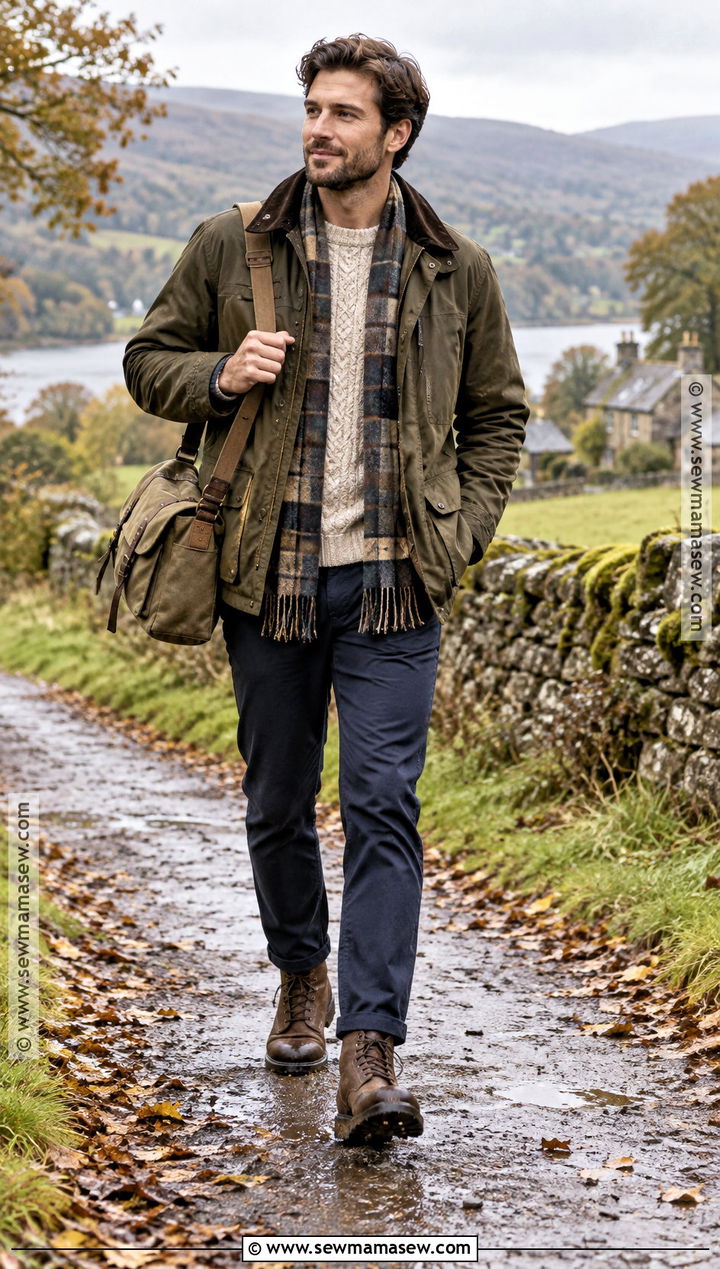 Waxed Jacket With Knit Sweater And Chinos - 15 mens autumn jackets