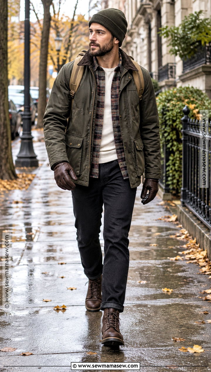Waxed Jacket and Black Jeans Hipster Fall Outfit - 15 Hipster Fall Outfits for Men