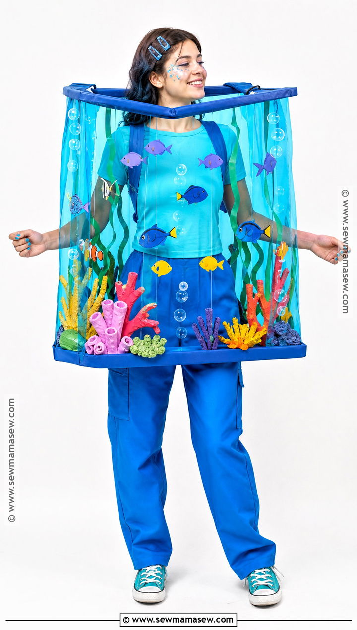 Wearable Aquarium Costume With Swimming Fish - 30 under the sea costume ideas