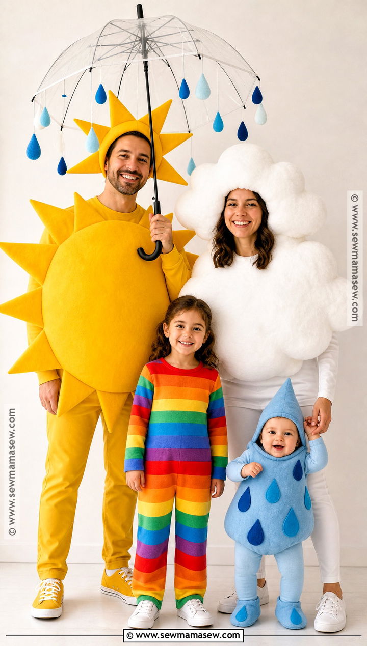 Weather Family Costume With Raindrop Baby - 30 Family Of 4 Halloween Costumes With for Babies