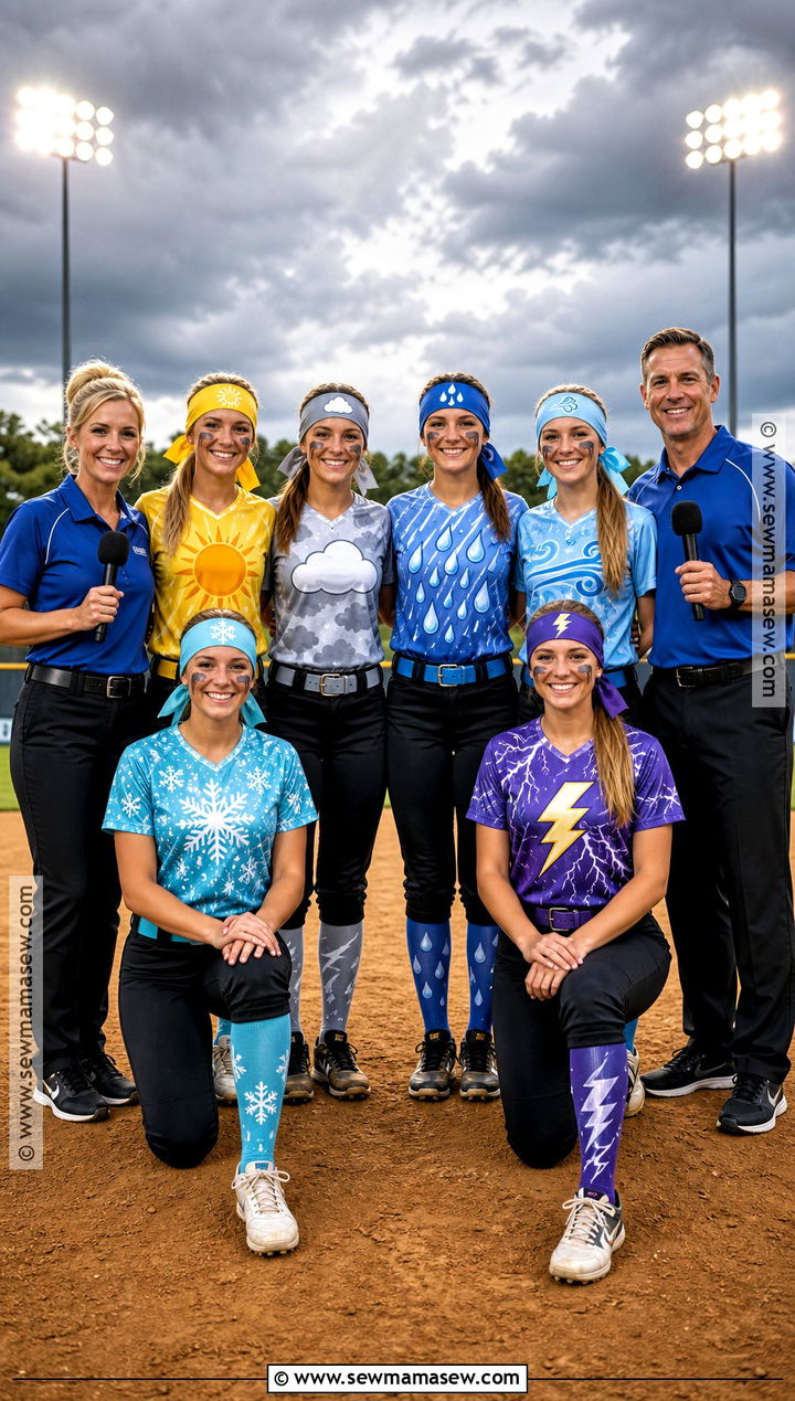 Weather Forecast Softball Team Costume - 35 softball team halloween costume ideas