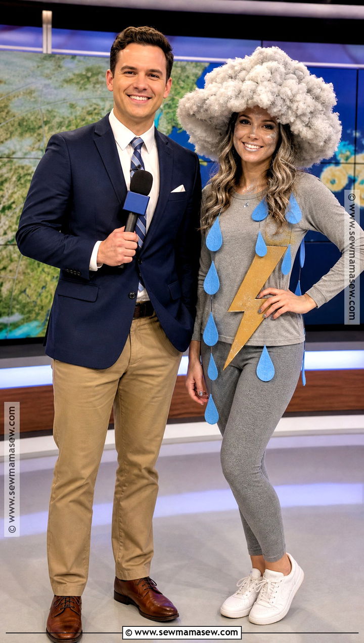 Weather Reporter And Storm Cloud Costume - 40 last minute couples costumes