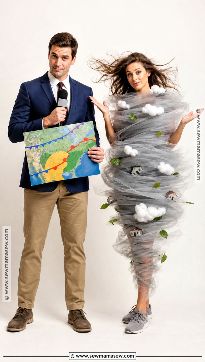 Weather Reporter And Tornado Couple Costume - 35 funny halloween costumes for couples