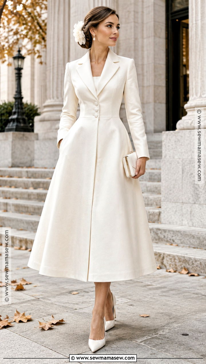 Wedding Coat Dress With Bridal Heels - 15 Wedding Dress Coat Fall Ideas
