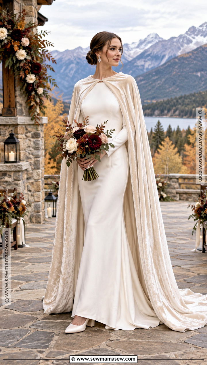 Wedding Dress With Velvet Bridal Cape - 15 Wedding Dress For Fall Outdoor Wedding Ideas