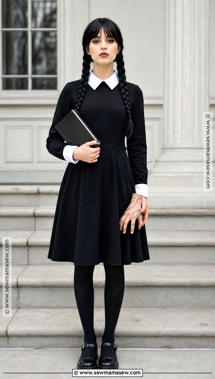 Wednesday Addams Black Cosplay Dress - 30 cosplay dress ideas