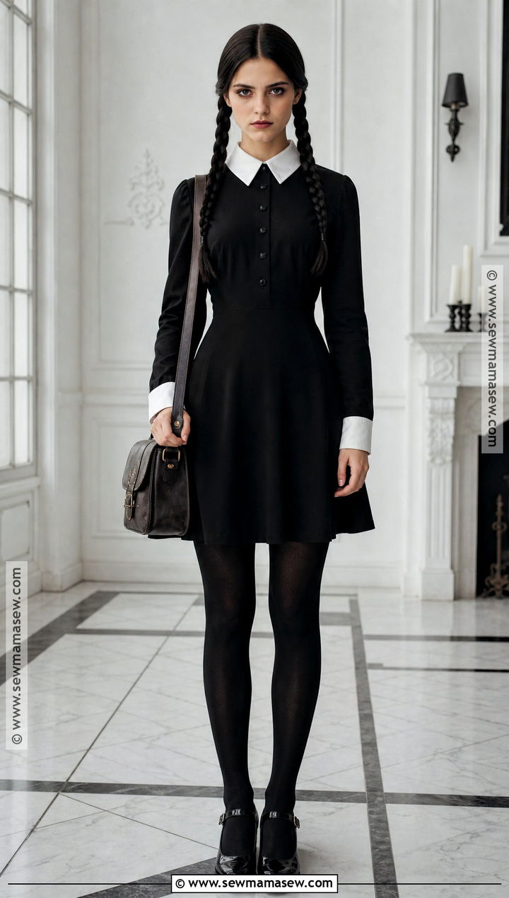 Wednesday Addams Black Dress Costume - 50 iconic halloween costumes