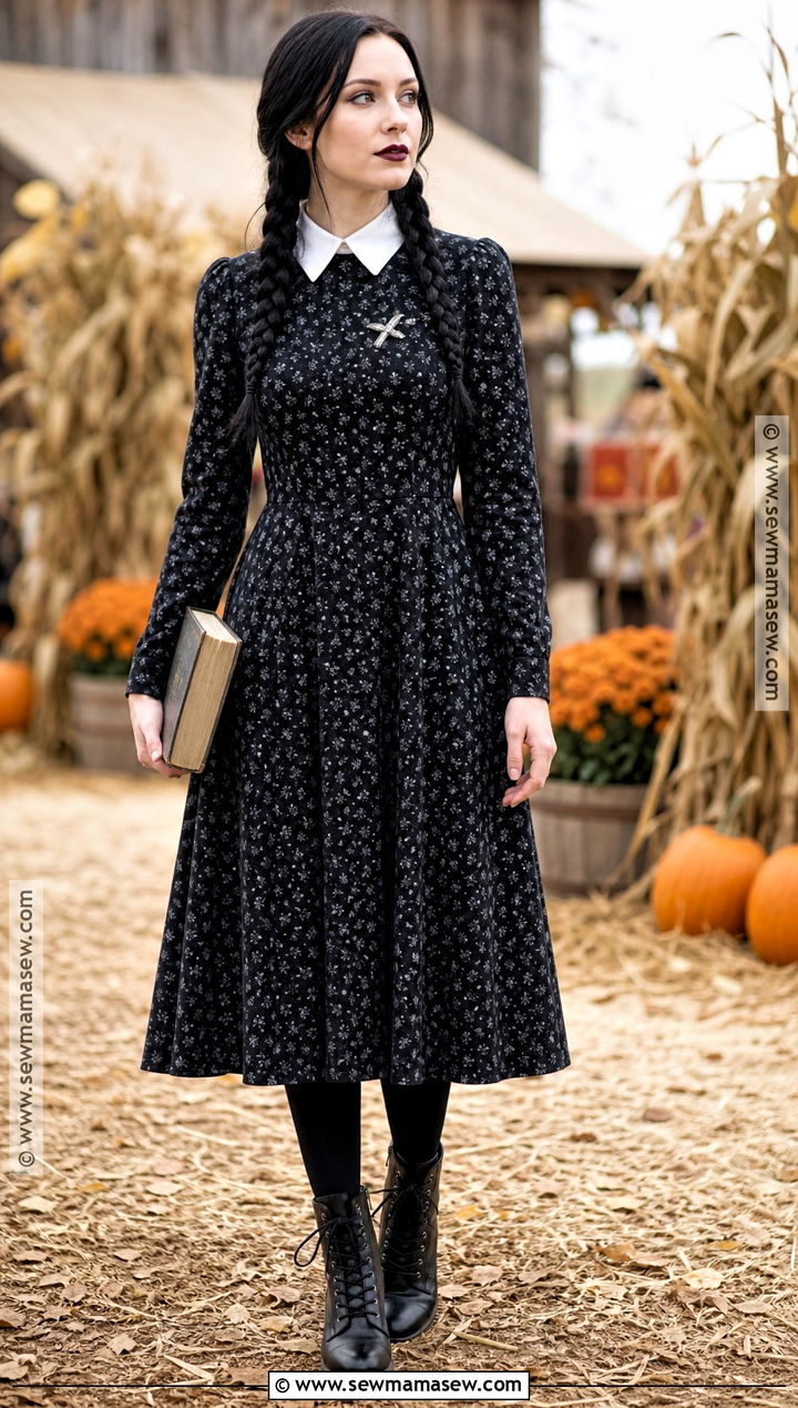 Wednesday Addams Black Floral Dress - 30 wednesday addams dress ideas