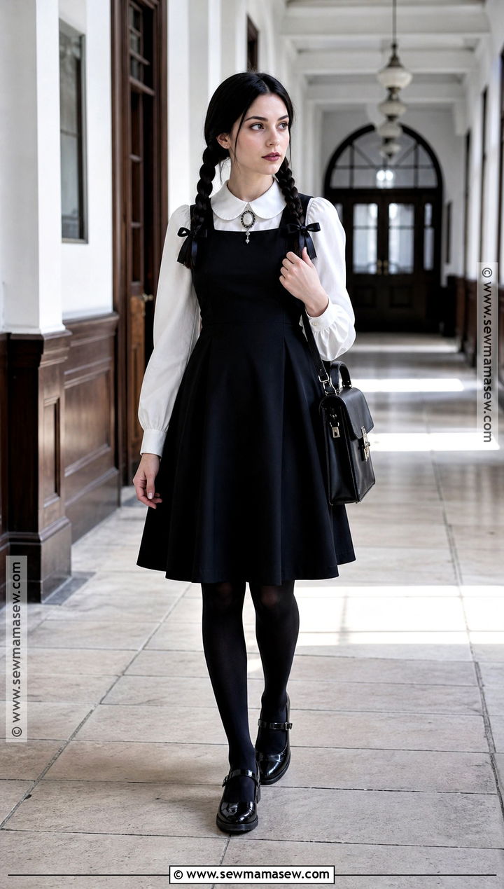 Wednesday Addams Black Pinafore Dress - 30 wednesday addams dress ideas