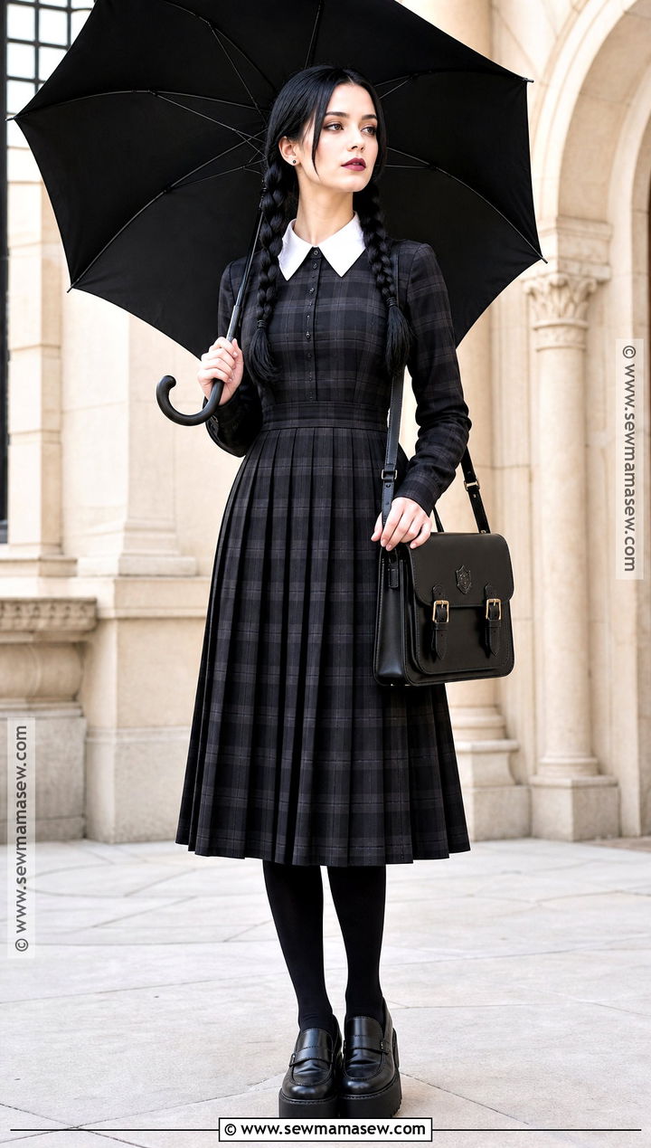 Wednesday Addams Black Plaid Dress - 30 wednesday addams dress ideas