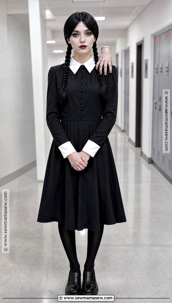 Wednesday Addams Cosplay With Black Dress - 30 cosplay female ideas