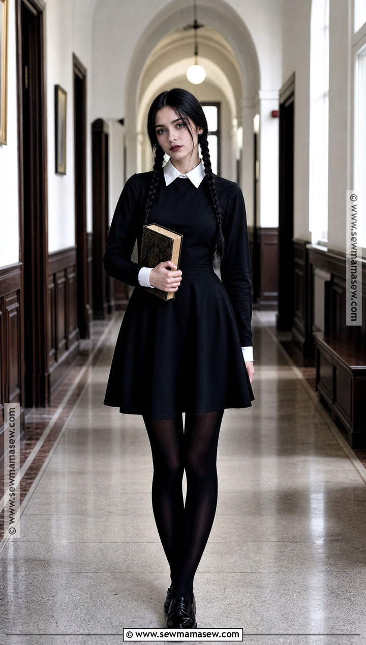 Wednesday Addams Costume With Black Braids - 30 black hair halloween costumes ideas