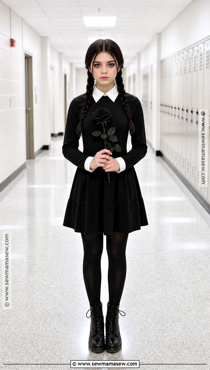 Wednesday Addams Costume With Black Dress - 30 halloween costume ideas for teenage for girls