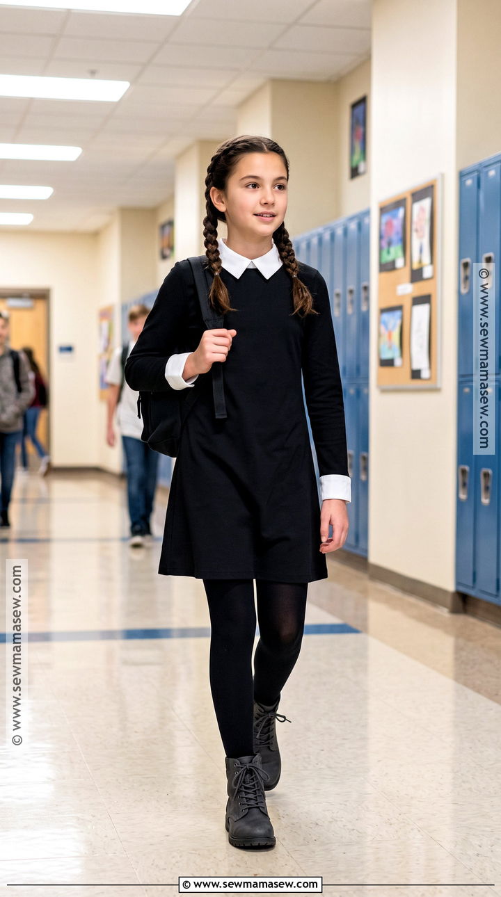 Wednesday Addams Costume With Black Dress - 30 halloween costumes for girls 10 12