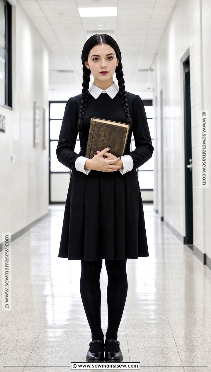 Wednesday Addams Costume With Black Dress - 30 Halloween Costumes Solo for Women
