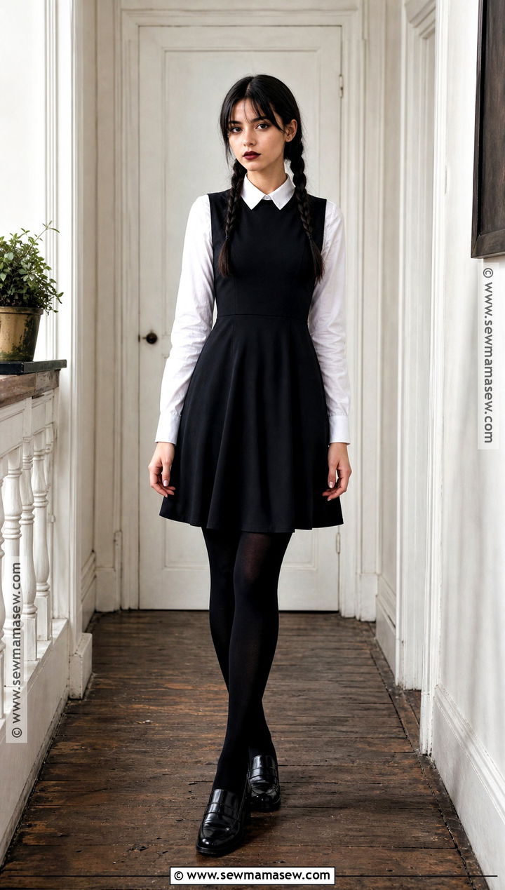 Wednesday Addams Costume With Black Dress - 30 halloween costumes with black dress