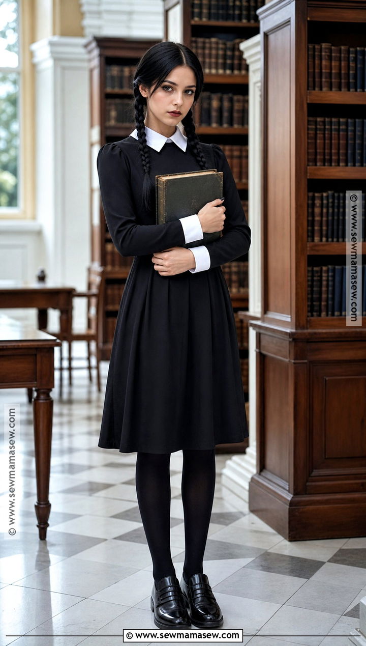 Wednesday Addams Costume With Black Dress - 30 Individual Halloween Costumes