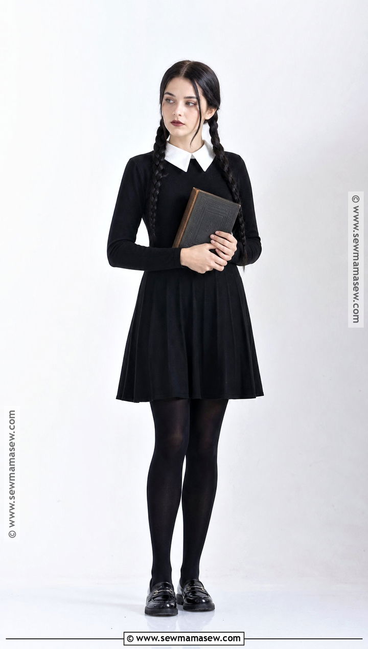 Wednesday Addams Costume With Black Dress - 30 character costume ideas