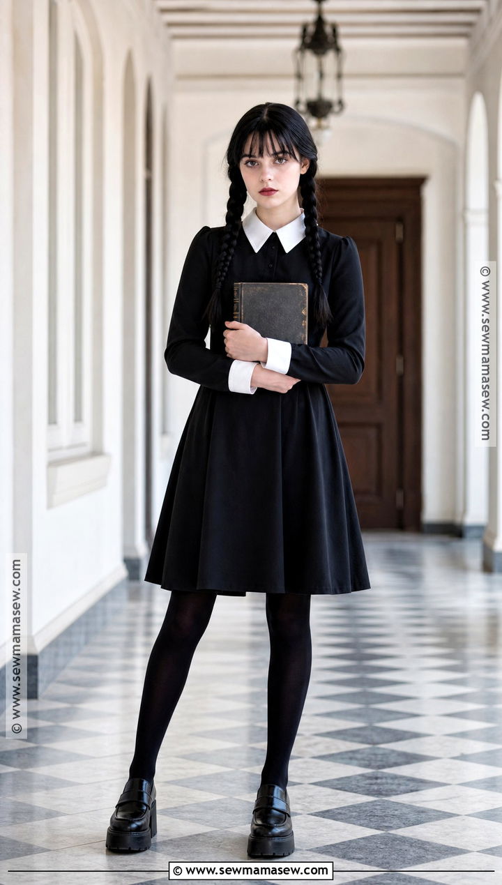 Wednesday Addams Costume With Black Dress - 30 teen costumes