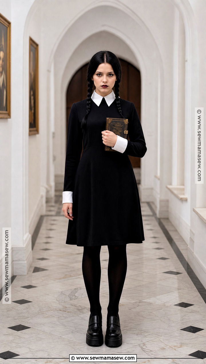 Wednesday Addams Costume With Black Dress - 30 tv show halloween costumes