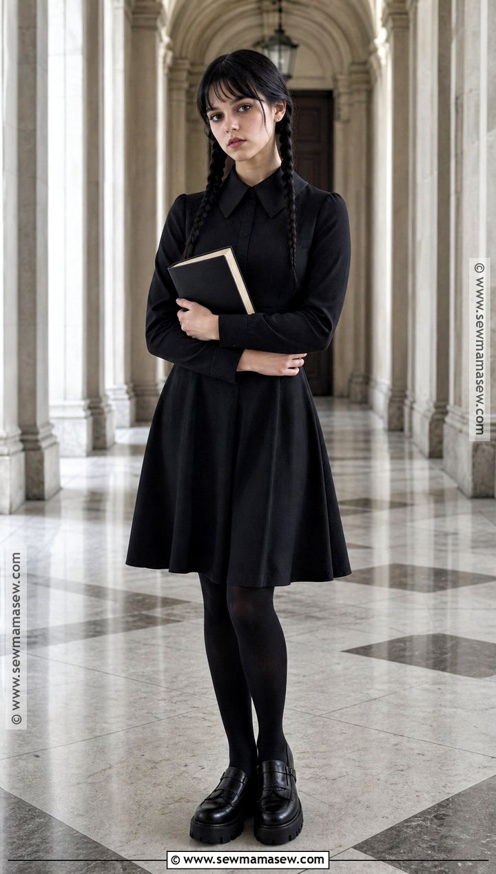 Wednesday Addams Costume With Black Dress - 35 all black costume ideas