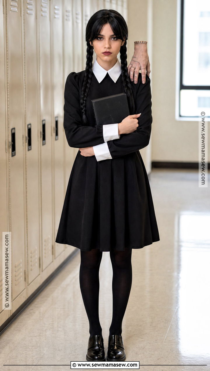 Wednesday Addams Costume With Black Dress - 35 cute halloween costumes for women