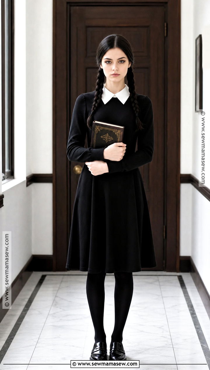 Wednesday Addams Costume With Black Dress - 35 Halloween Costumes Easy Last Minute