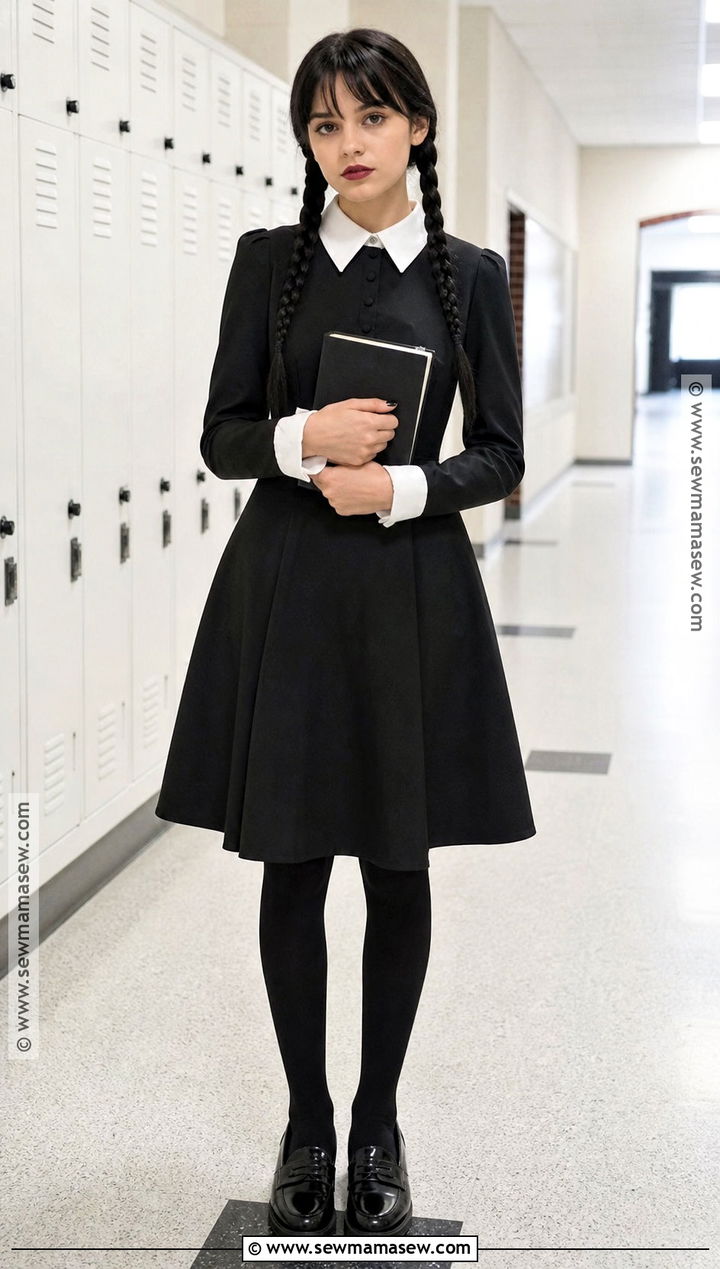 Wednesday Addams Costume With Black Dress - 35 halloween costumes teenage girl solo