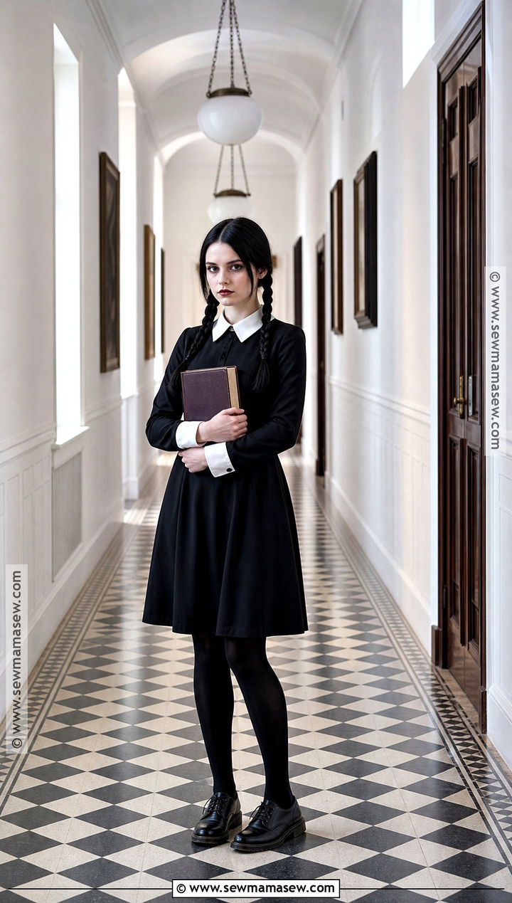 Wednesday Addams Costume With Black Dress - 40 brunette halloween costumes