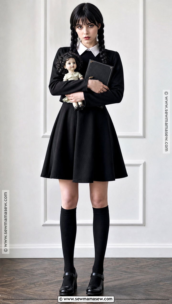 Wednesday Addams Costume With Black Dress - 30 costumes with black dress