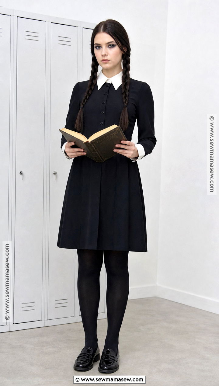 Wednesday Addams Costume With Braided Brown Hair - 35 halloween costumes brown hair