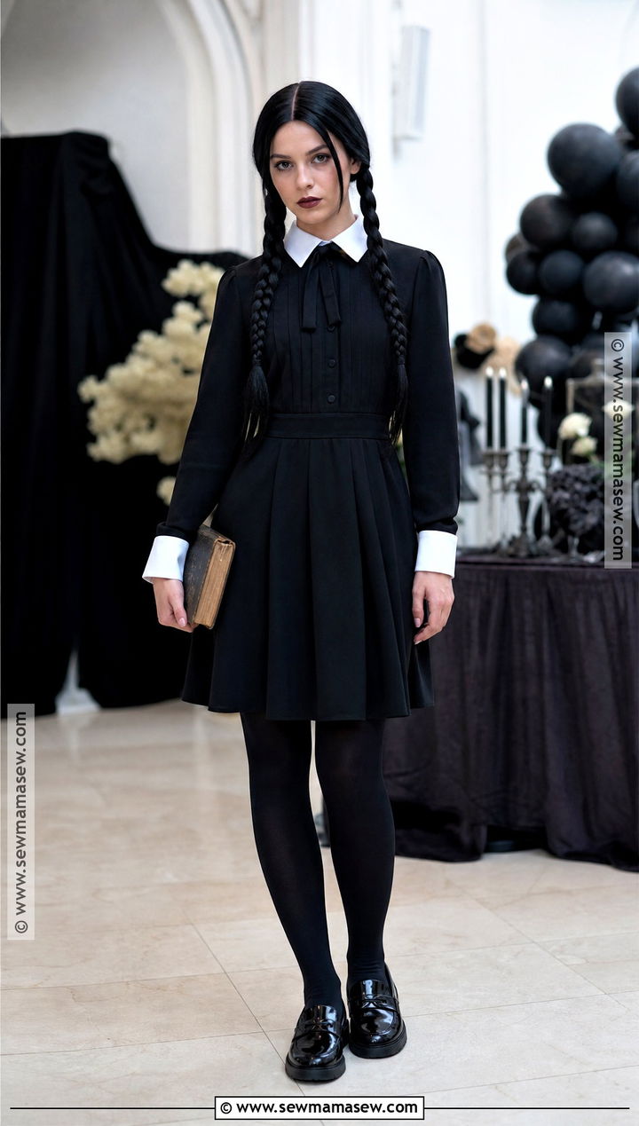 Wednesday Addams Costume With Braided Hair - 30 halloween costume party ideas