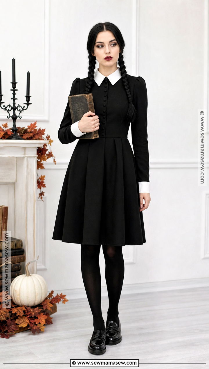 Wednesday Addams Costume With Braided Hair - 50 costume ideas for women