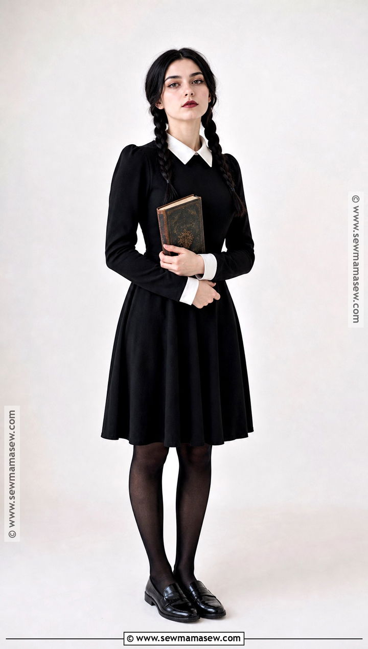 Wednesday Addams Costume With Braided Hair - 35 dark hair halloween costume ideas