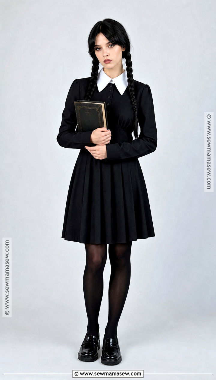 Wednesday Addams Costume With Braids - 30 Simple Costumes For Women Last Minute