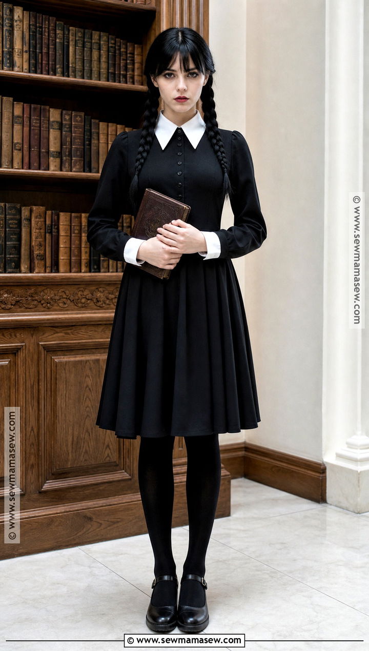 Wednesday Addams Costume With Braids - 35 Halloween Costume Ideas for Women
