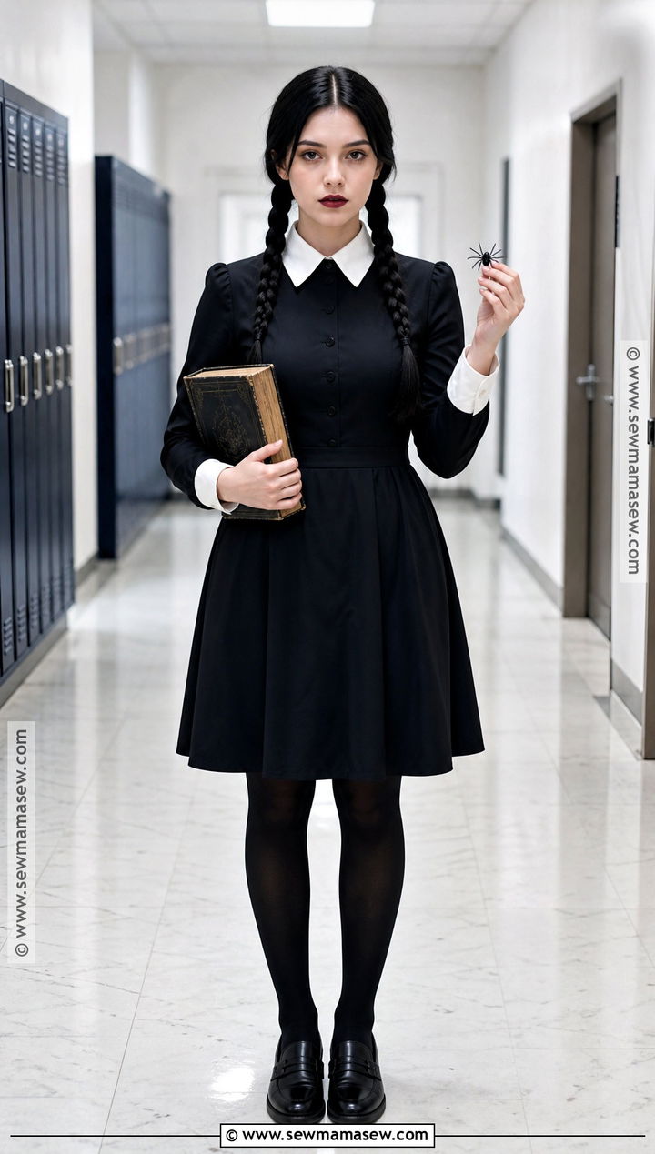 Wednesday Addams Costume With Braids - 40 halloween costumes black hair