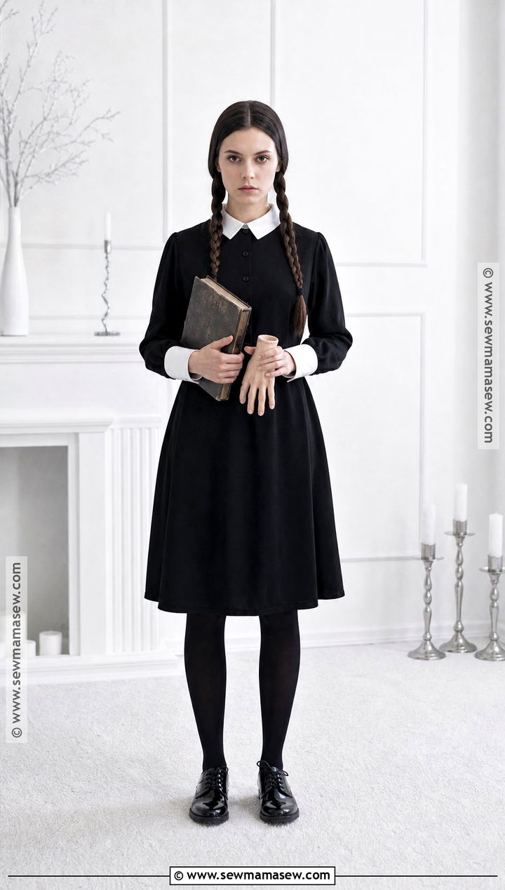 Wednesday Addams Costume With Brown Braids - 30 brown hair costume ideas