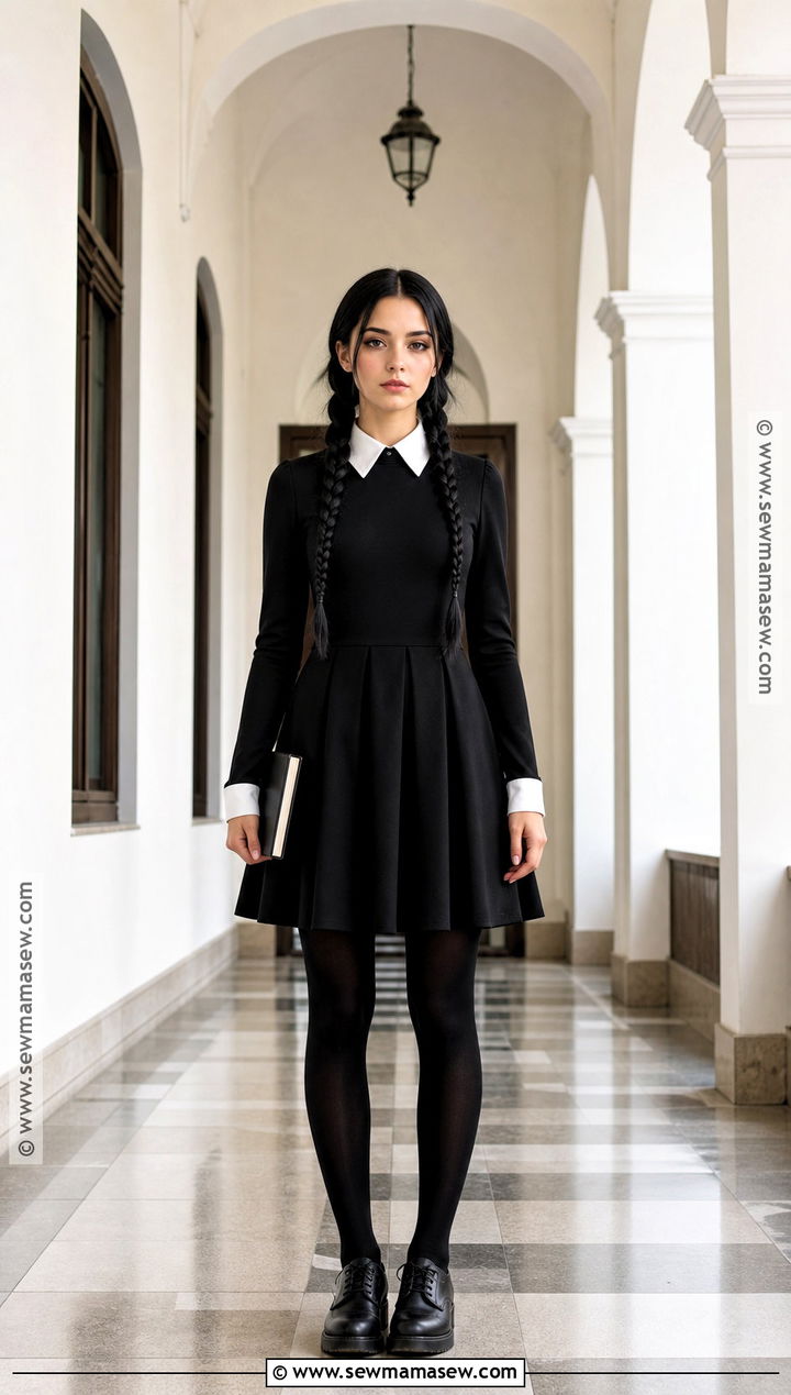 Wednesday Addams Costume With Long Braids - 30 long black hair halloween costumes