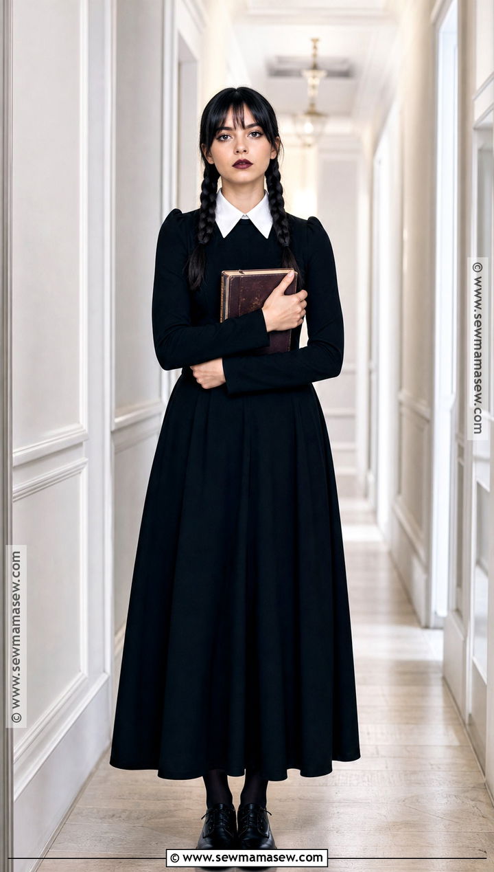 Wednesday Addams Long Black Dress Costume - 30 long black dress halloween costume ideas