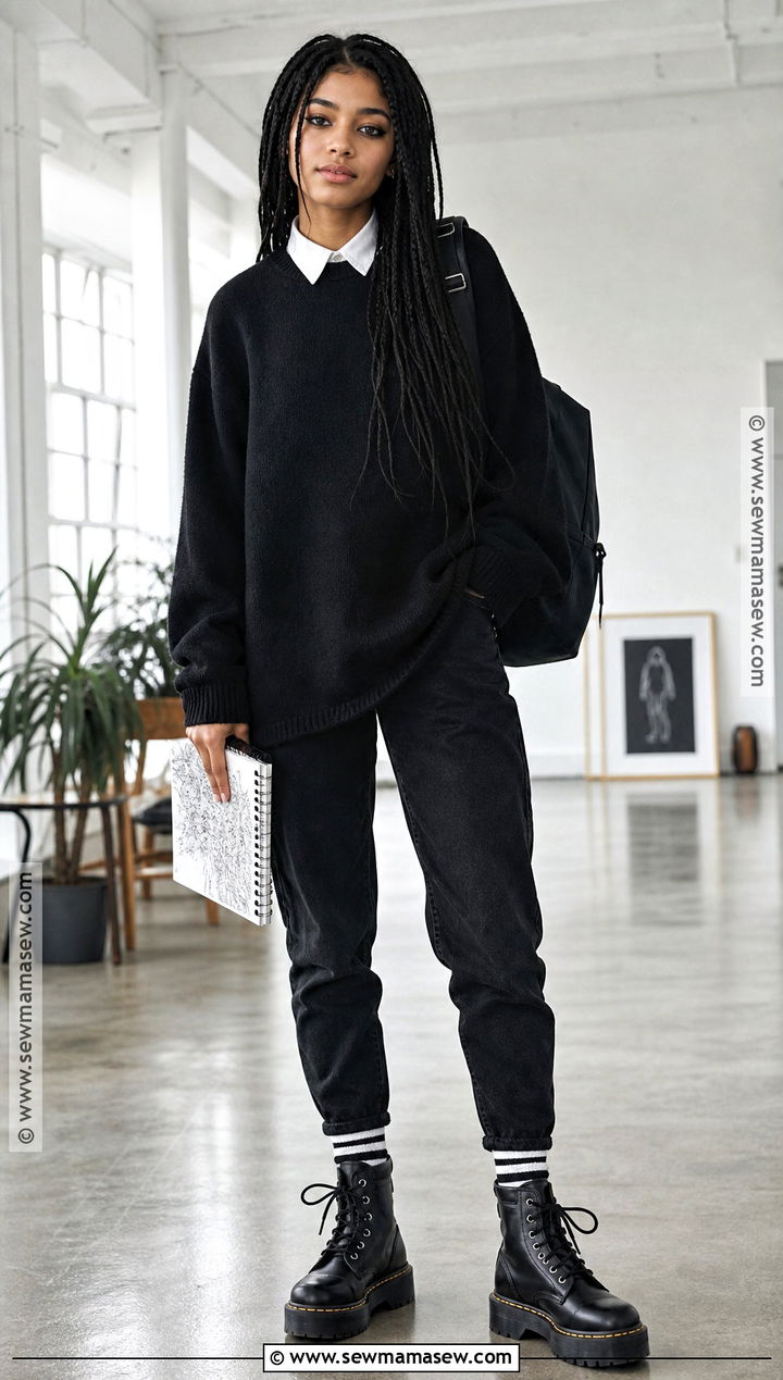 Wednesday Addams Oversized Sweater Outfit - 45 wednesday addams outfit ideas