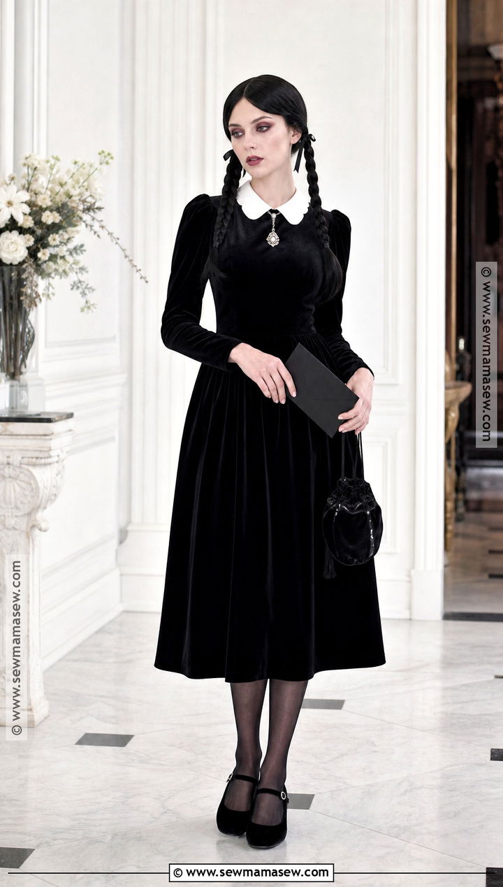 Wednesday Addams Velvet Dress Outfit - 45 wednesday addams outfit ideas